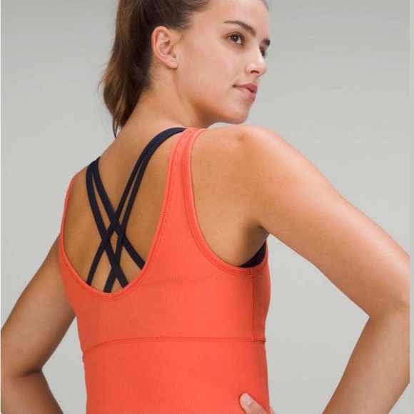 Lululemon Power Pivot Ribbed Tank Size 8 EUC Orange - Picture 2 of 4